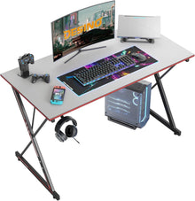 Gaming Schreibtisch Kohlefaseroberfläche Kopfhörerhaken 100x50 Grey