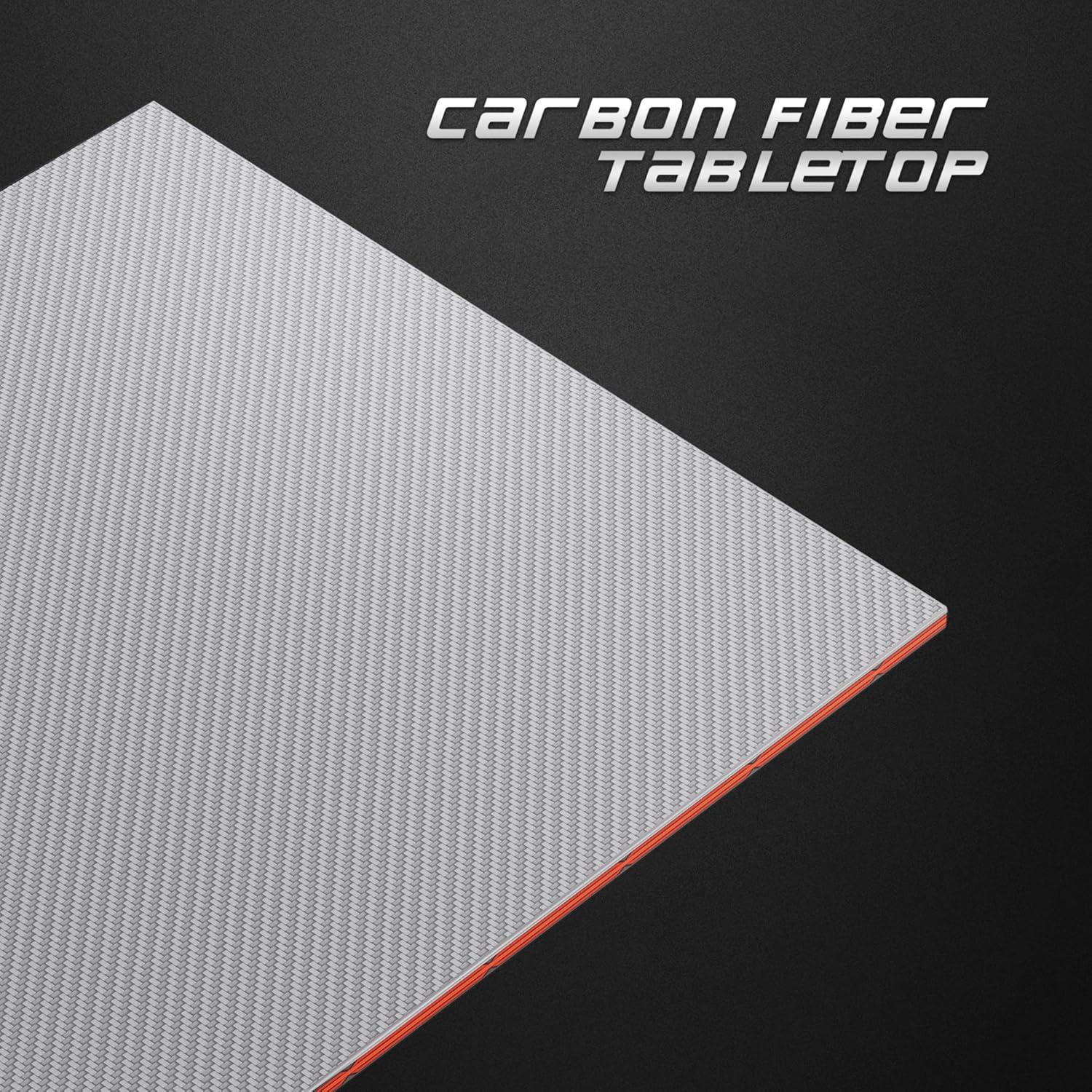 Gaming Schreibtisch ergonomisch 100x50 cm Kohlefaseroberfläche Grey