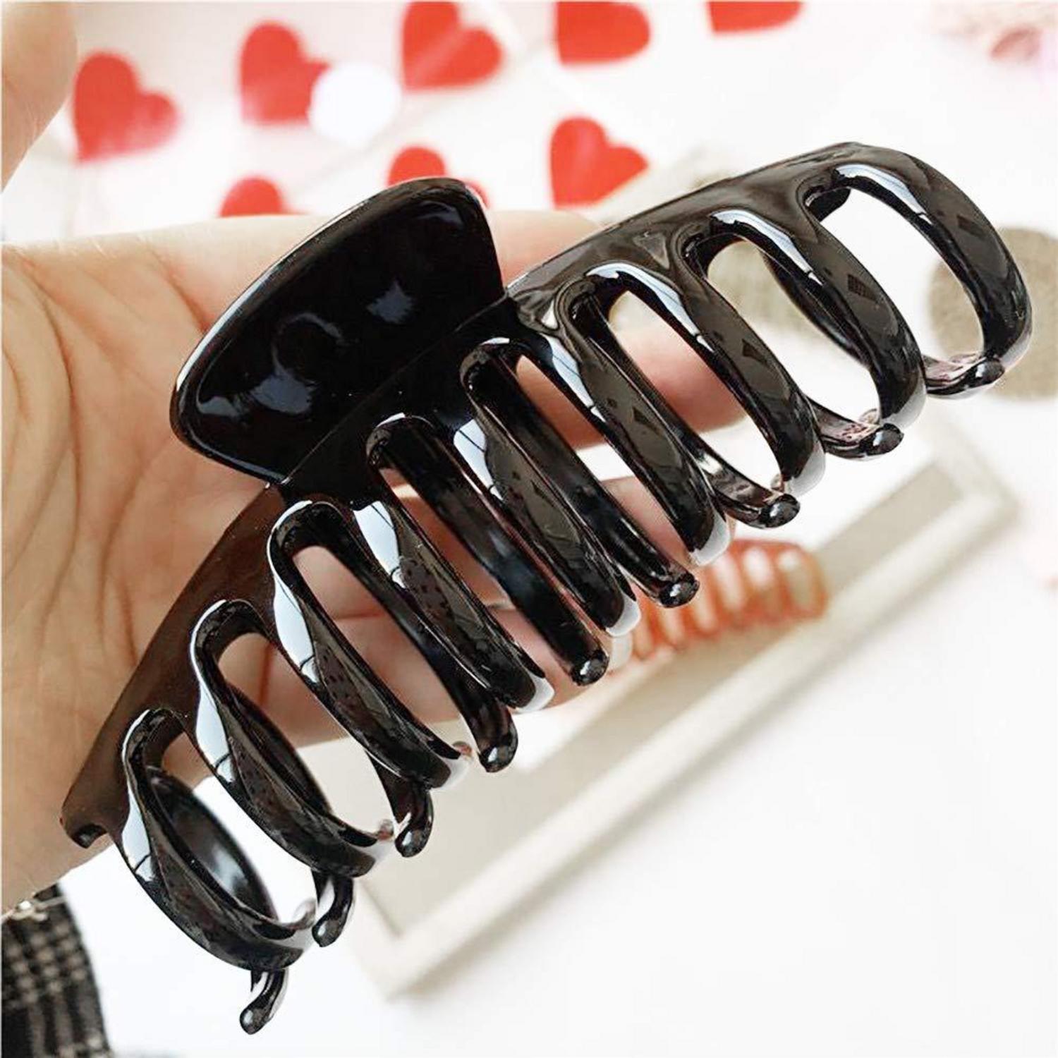 3 Stück Kunststoff Haar Klaue Clips 11 cm Große Haarklammer Schwarz Braun Klarer Kristall