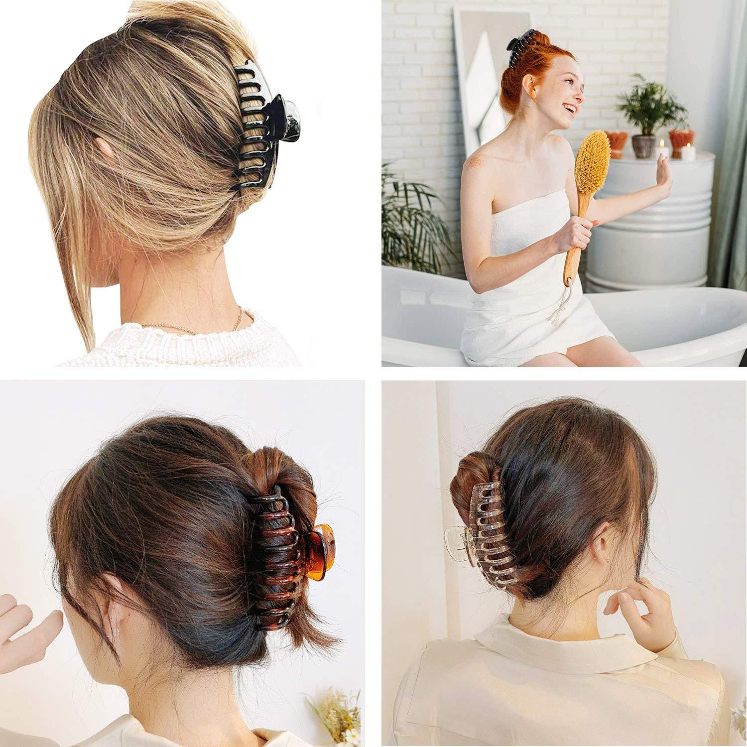 3 Kunststoff Haar Klaue Clips 11 cm Schwarz Braun Kristall