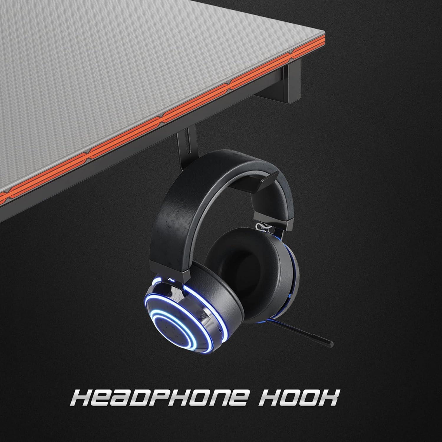 DESINO Gaming Schreibtisch Kohlefaser 80x50cm Ergonomisch Grau