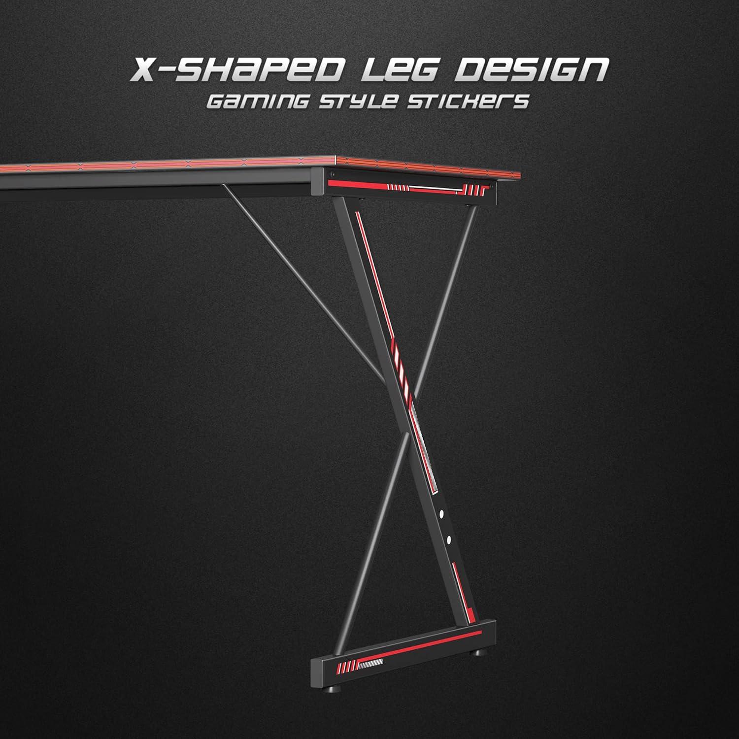 DESINO Gaming Schreibtisch Kohlefaser 80x50cm Ergonomisch Grau