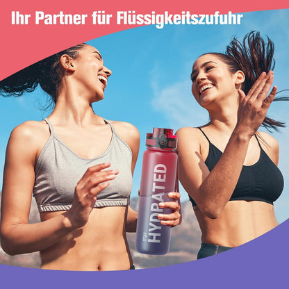 Sport Trinkflasche BPA-frei Tritan 1L Auslaufsicher für Gym Yoga Camp Strand