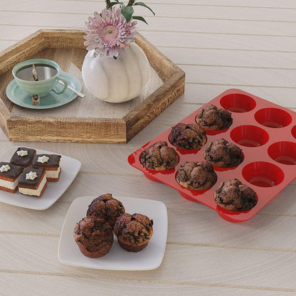 Muffinform Silikon für 12 Muffins - 2 Stück Cupcake Backform Antihaft