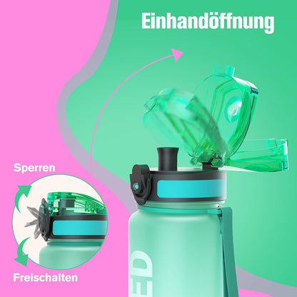 Sport Trinkflasche BPA-frei 1L Auslaufsicher Yoga Camping