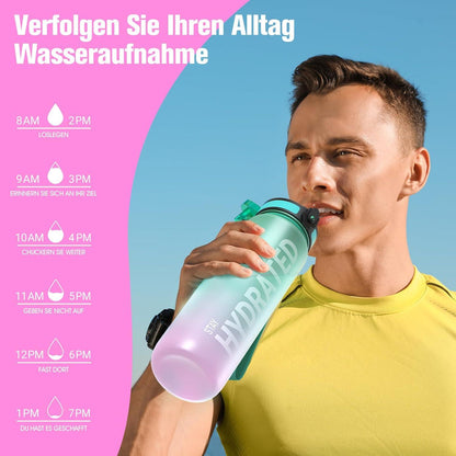 Sport Trinkflasche aus Tritan, 1L Auslaufsicher, BPA-frei
