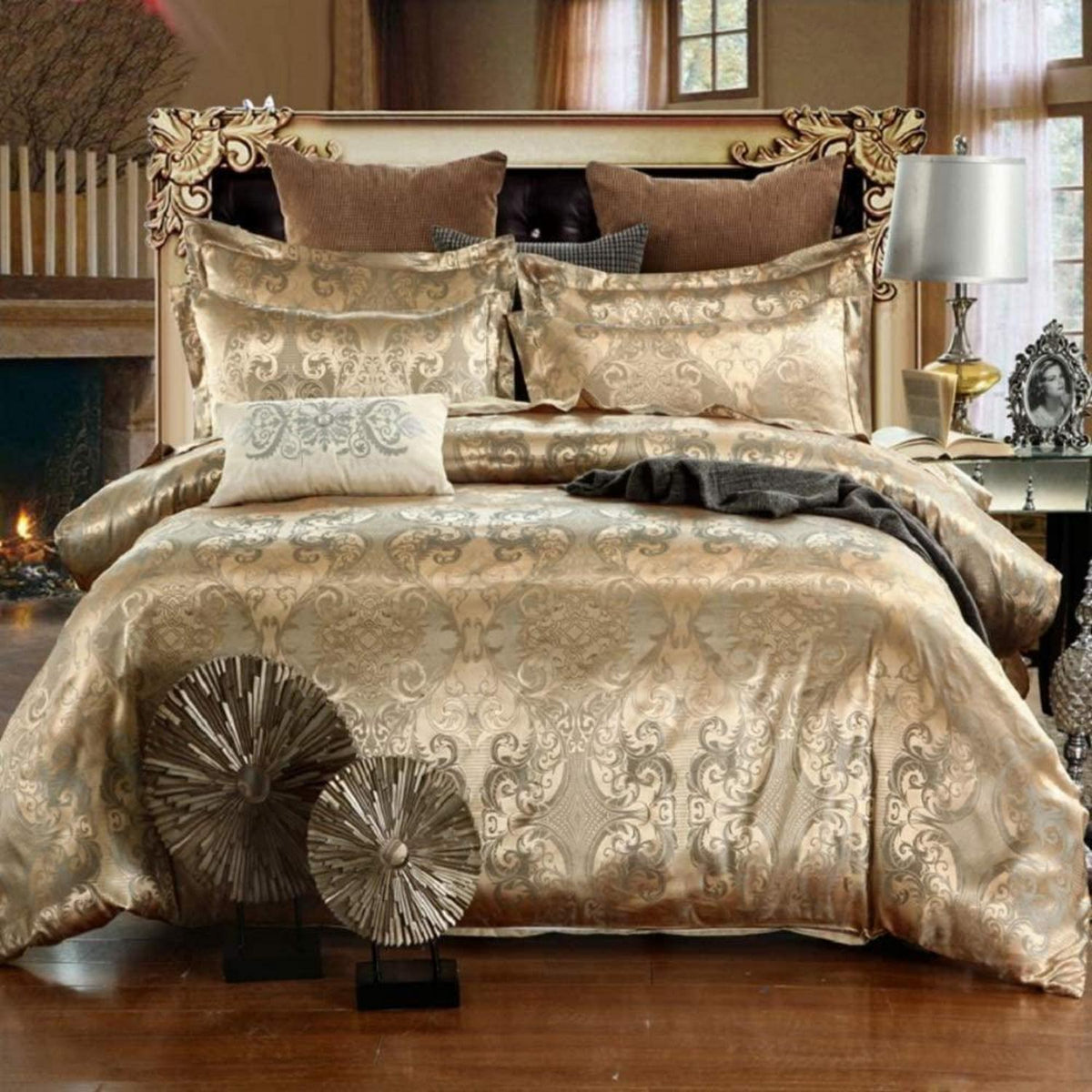 Satin Bettwäsche Set 200x200 cm | Gelb, Blumen, Wendebettwäsche