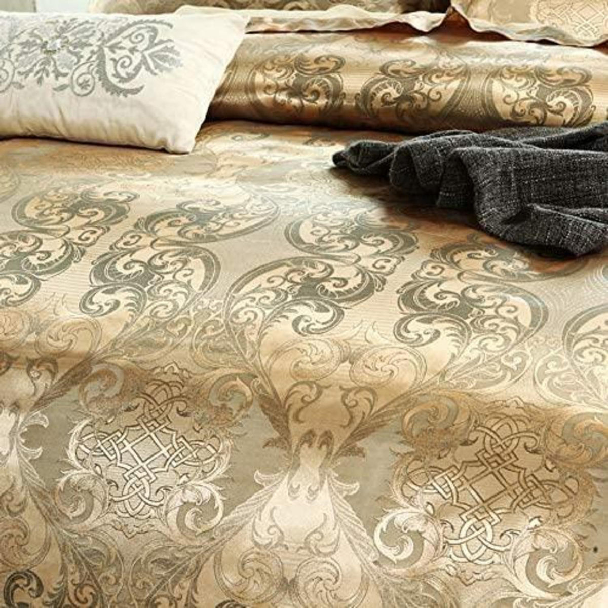 Satin Bettwäsche Set 200x200 cm | Gelb, Blumen, Wendebettwäsche