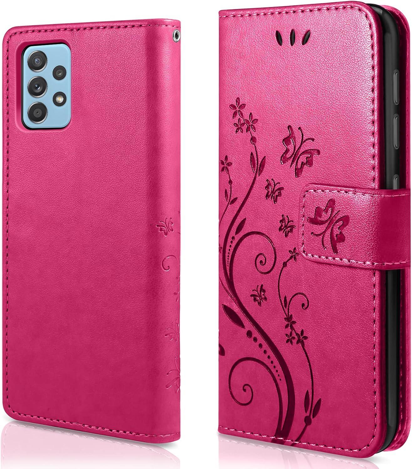 AROYI PU Lederhülle Samsung Galaxy A52 5G/A52S 5G Rosa