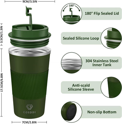 CS COSDDI Thermobecher Edelstahl Travel Mug 18oz/510ml doppelwandig isoliert Green