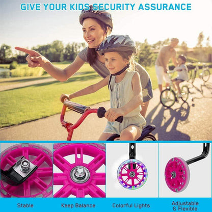 Stützräder für Kinderfahrrad Universal 12-20 Zoll 3mm Rosa