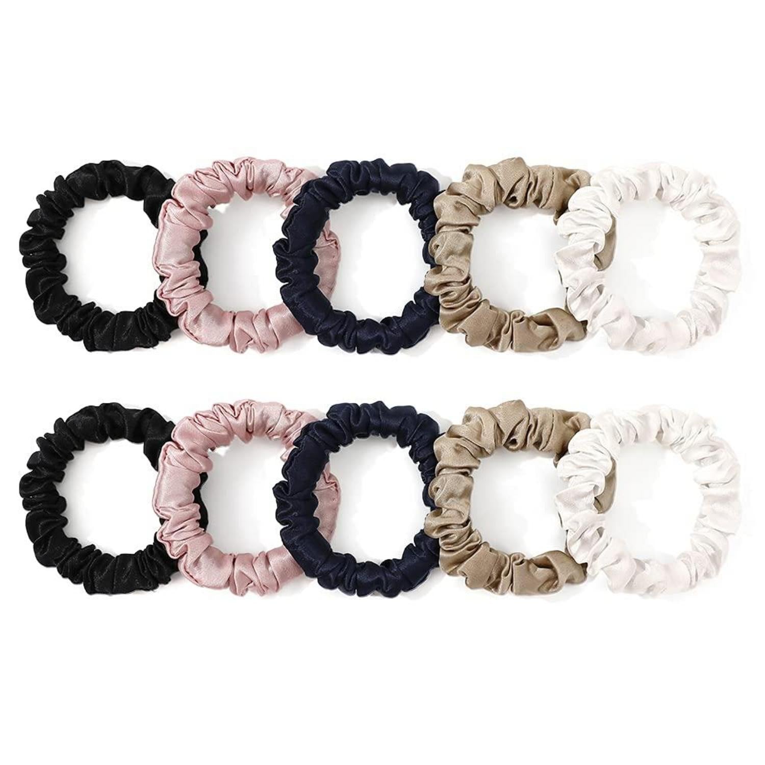 100% Seide Haargummis Damen Pferdeschwanzhalter Rosa Elfenbein 10er