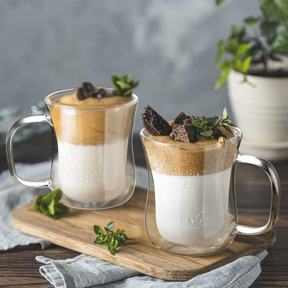 Doppelwandige Latte Macchiato Gläser Borosilikatglas 240ml Set 2 Stück