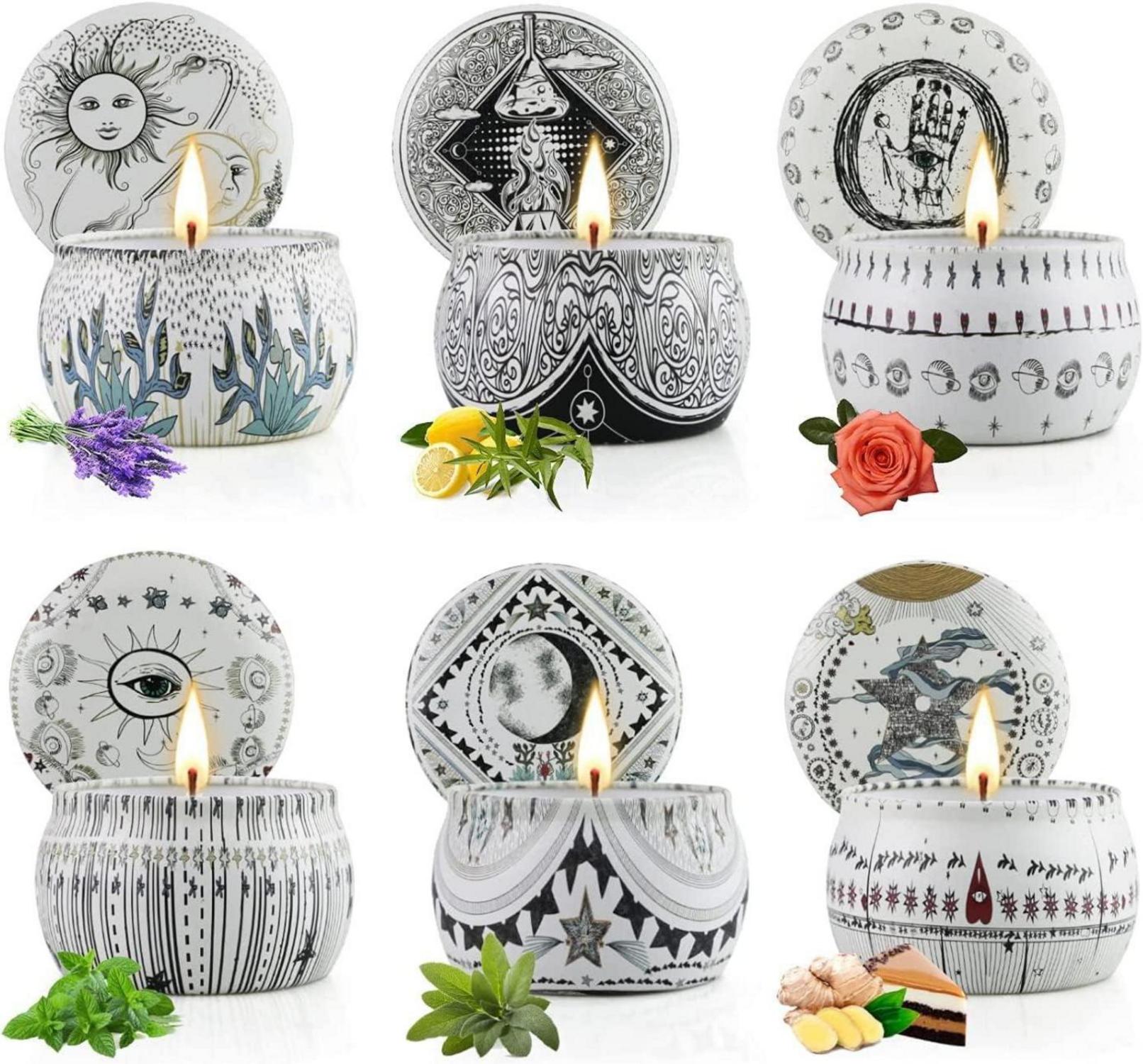 Tarot Duftkerzen Geschenkset 6er Lavendel Sojawachs Aromatherapie