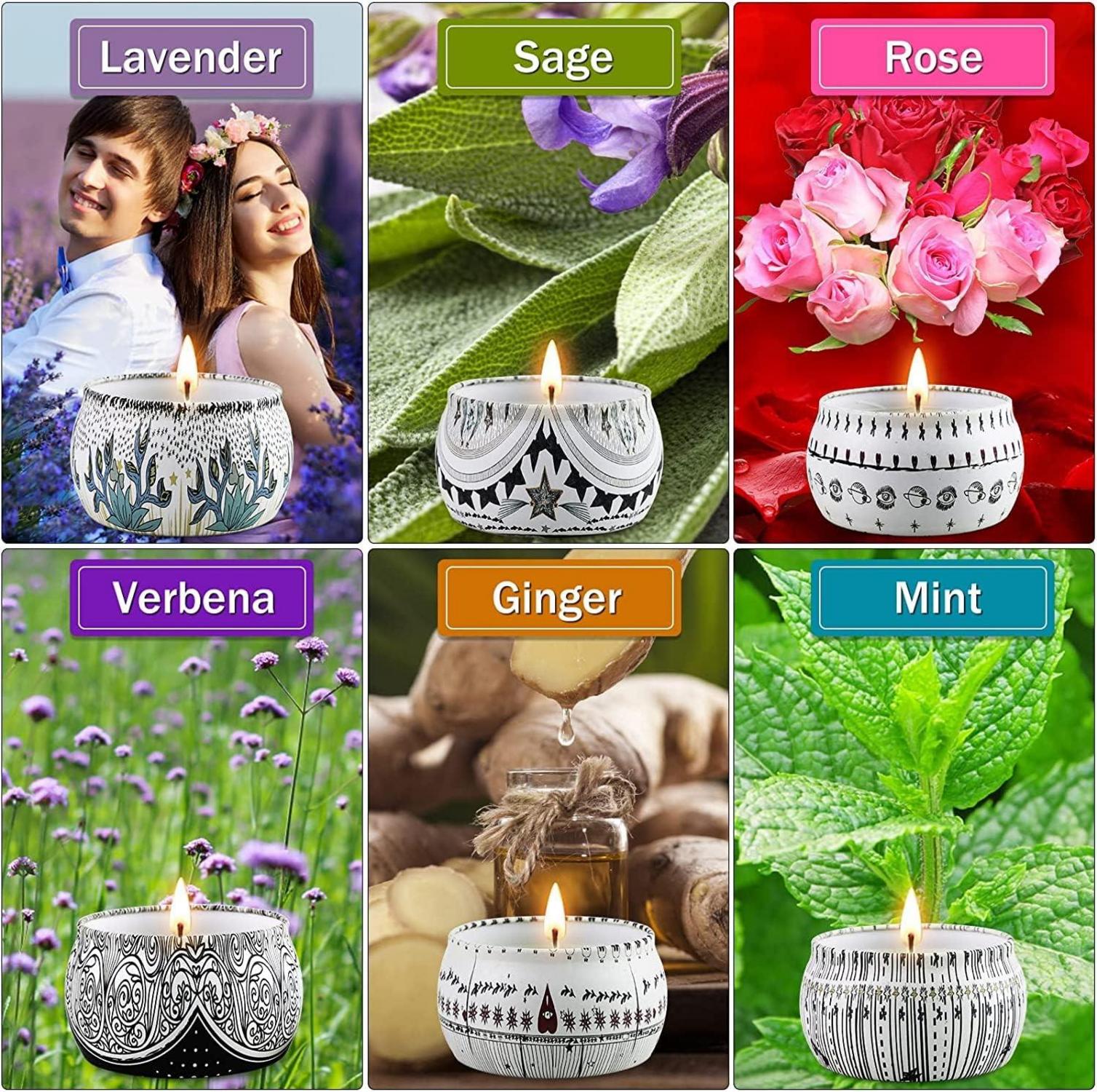 Tarot Geschenkset 6 Duftkerzen Lavendel Aromatherapie 30h