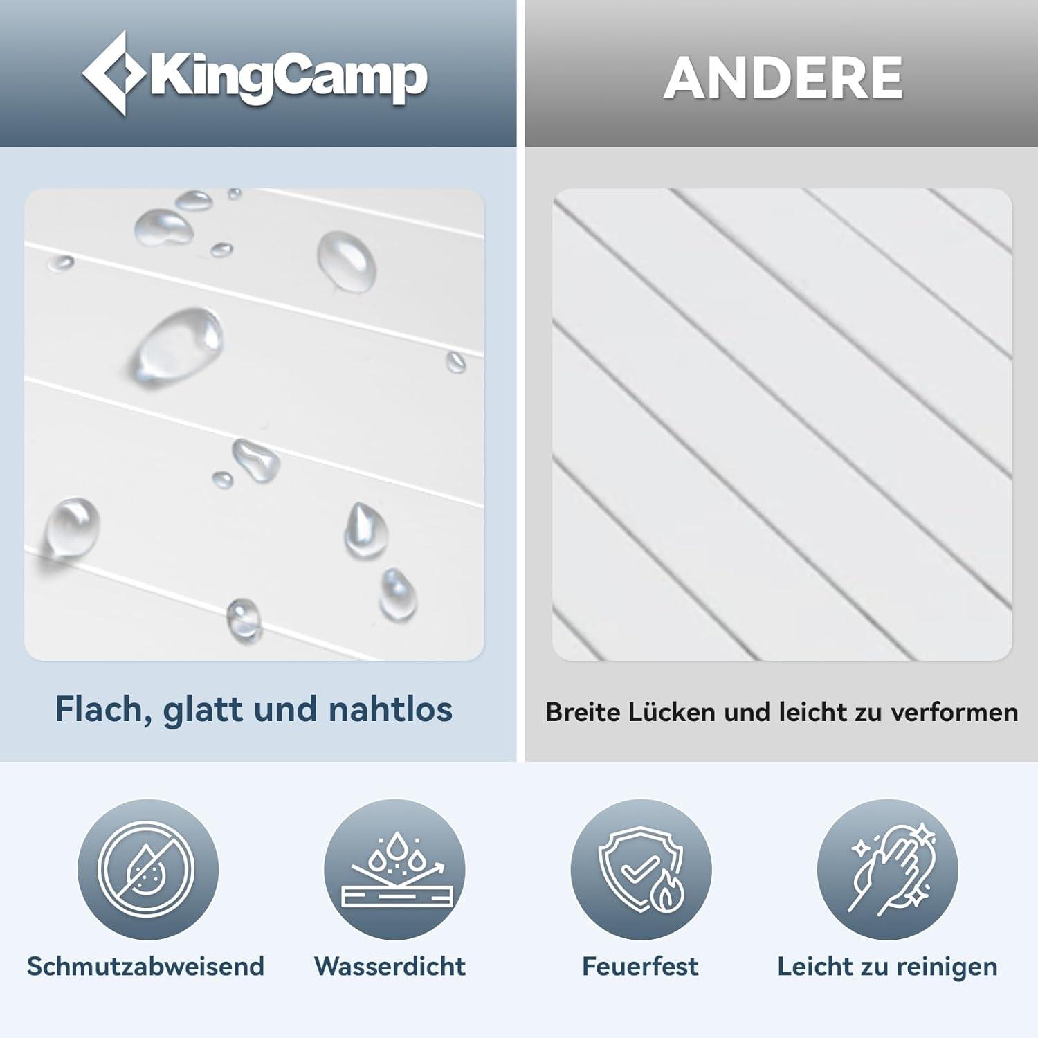 KingCamp Campingtisch klappbar Aluminiumrahmen 136x70 cm bis 80 kg wasserfest faltbar