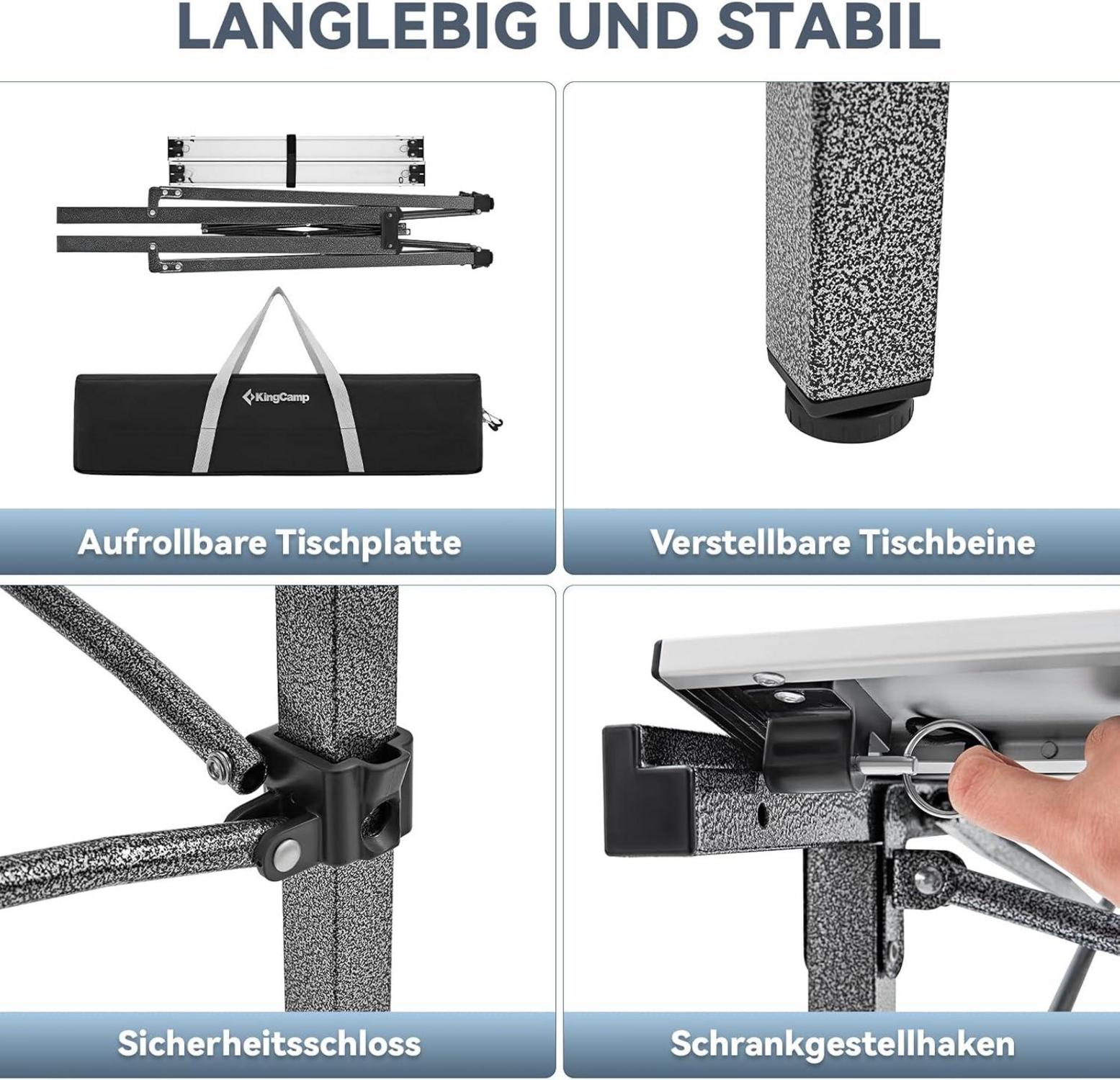 Outdoor Campingtisch klappbar Aluminiumrahmen faltbar 136x70cm wasserdicht