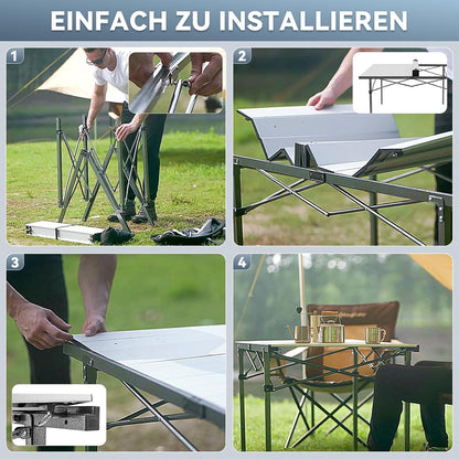 Outdoor Campingtisch klappbar Aluminiumrahmen faltbar 136x70cm wasserdicht