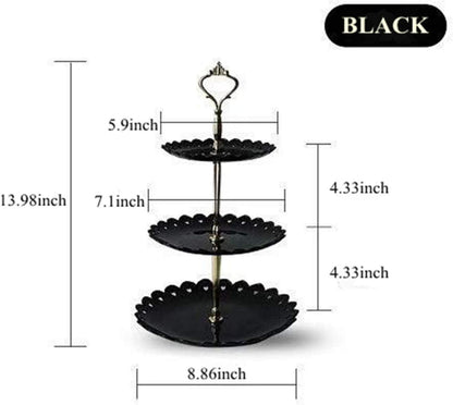 Dessertständer 3 Ebenen Cupcake-Ständer Schwarz