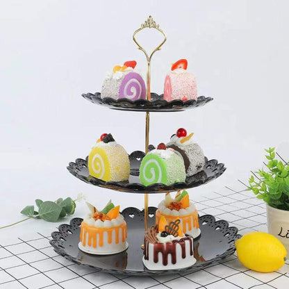 Dessertständer 3 Ebenen Cupcake Süßigkeiten Hochzeit schwarz