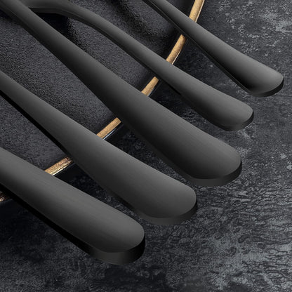 Besteck Set für 6 Personen 30 tlg Schwarz Matt Essbesteck