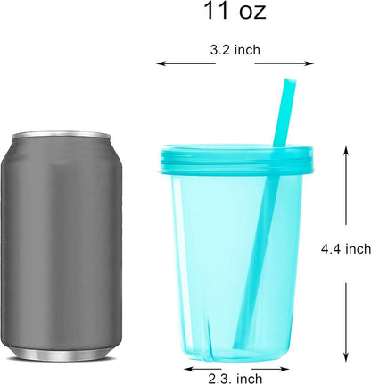 Kinderbecher 330 ml mit Strohhalm und Deckel in 7 Farben