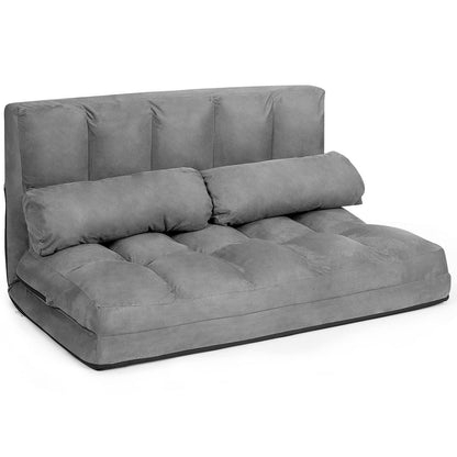2-Sitzer Bodensofa mit Schlaffunktion & 6-stufiger Verstellung (Grau)