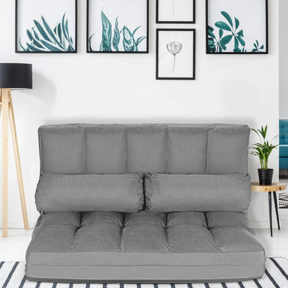 2-Sitzer Bodensofa mit Schlaffunktion & 6-stufiger Verstellung (Grau)
