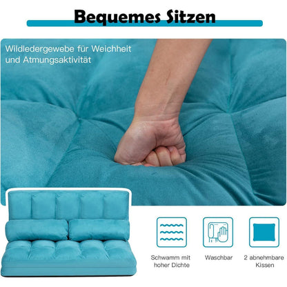 2-Sitzer Bodensofa mit Schlaffunktion & 6-stufiger Verstellung