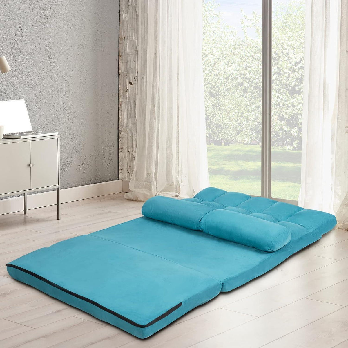 2-Sitzer Bodensofa mit Schlaffunktion & 6-stufiger Verstellung