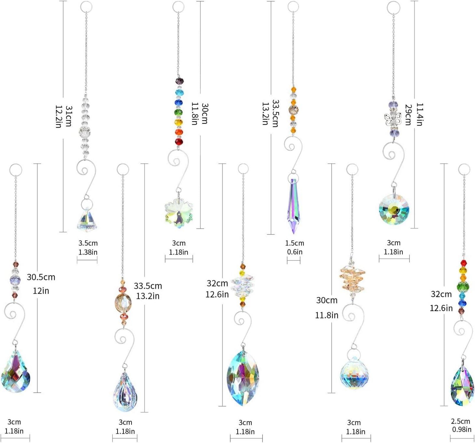 9er Set Kristall Sonnenfänger Deko Anhänger Fenster Prisma Gartenlampe