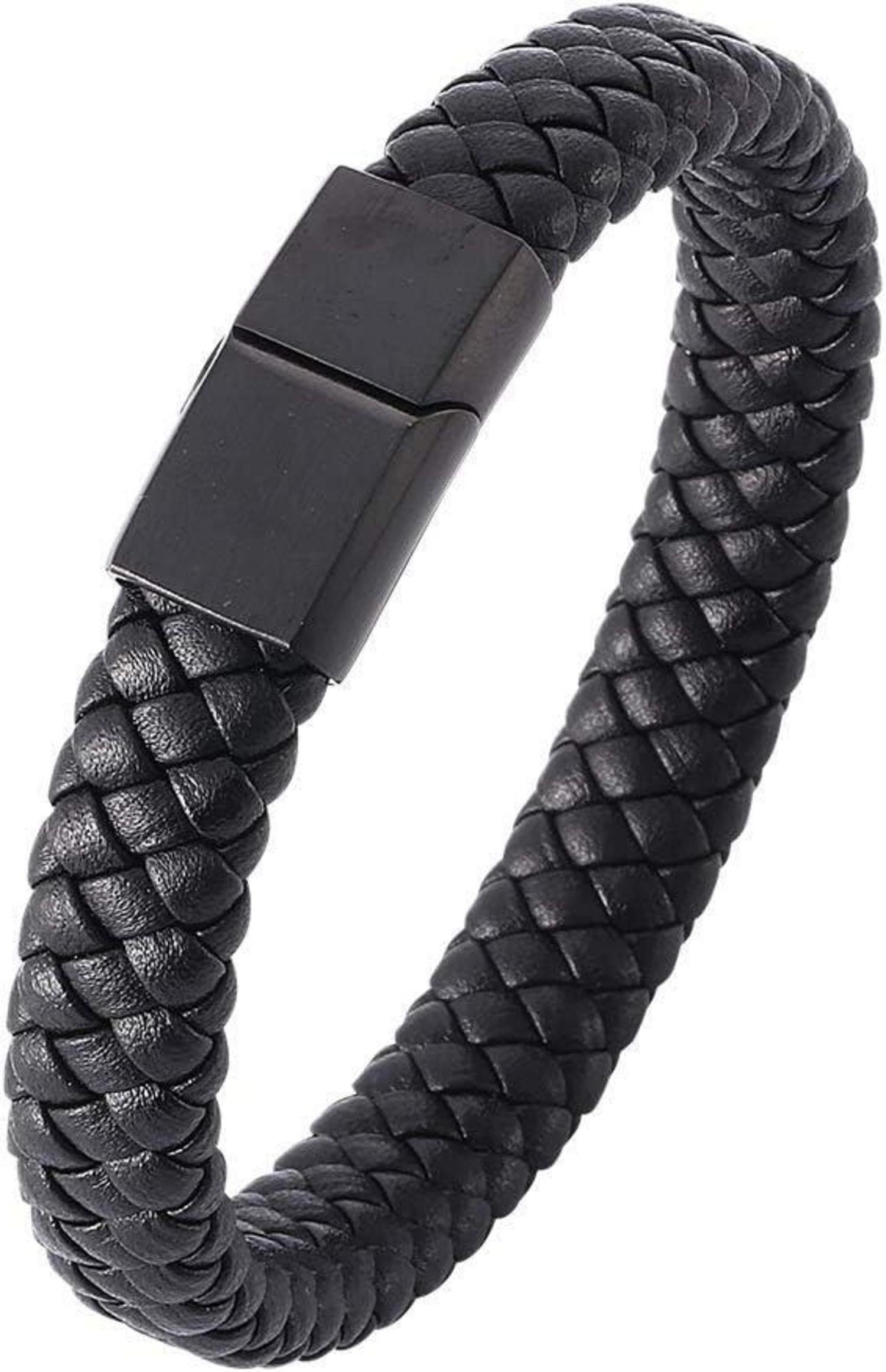 Klassisches Lederarmband für Männer Jugend Geschenk Schwarz