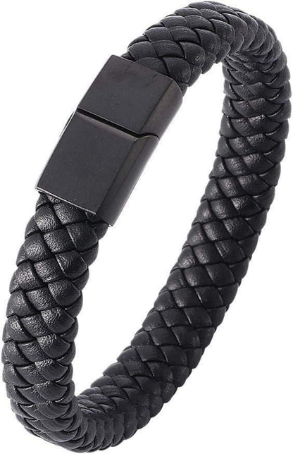 Klassisches Lederarmband für Männer Jugend Geschenk Schwarz