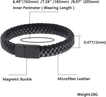 Herren Armband Leder Schwarz Geschenk 16,5-20,5cm Unisex