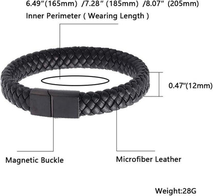 Herren Armband Leder Schwarz Geschenk 16,5-20,5cm Unisex