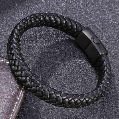 Klassisches Lederarmband für Männer Jugend Geschenk Schwarz
