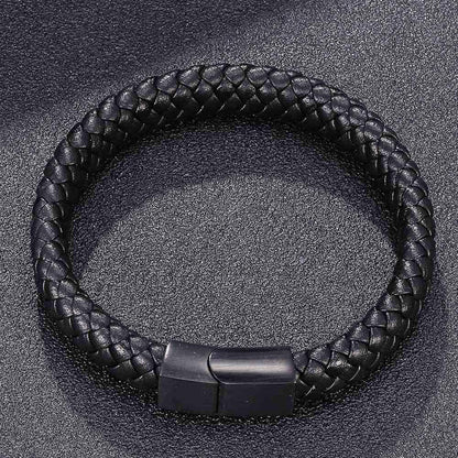 Klassisches Herren Leder Armband Schwarz 16,5-20,5cm 185.0mm ideal als Geschenk