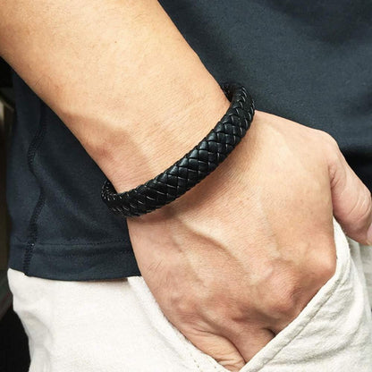 Herren Armband Leder Schwarz Jugend Geschenk 16,5-20,5cm