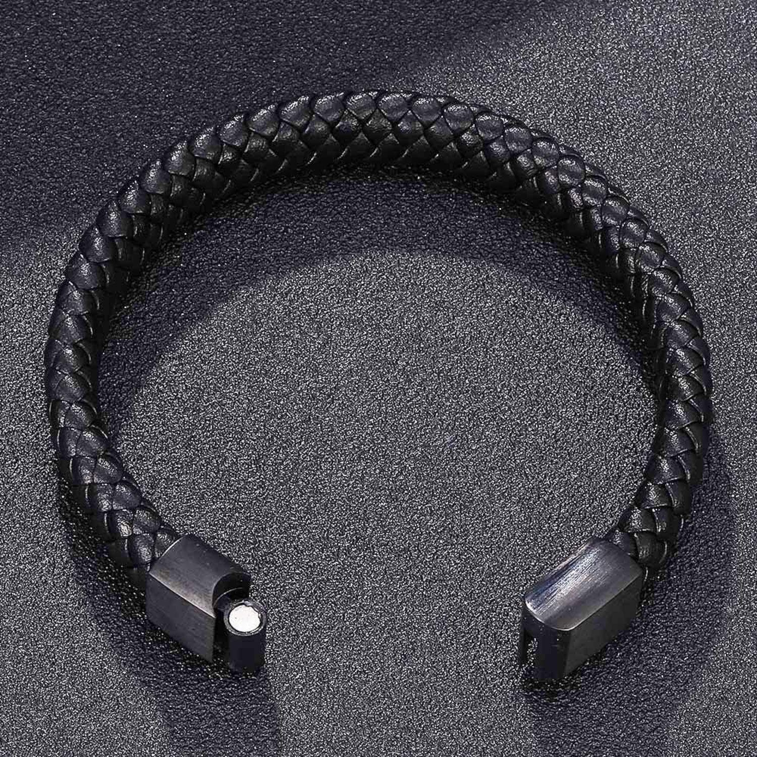 Klassisches Herren Lederarmband Schwarz 16,5-20,5cm 185.0mm