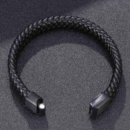 Klassisches Herren Lederarmband Schwarz 16,5-20,5cm 185.0mm