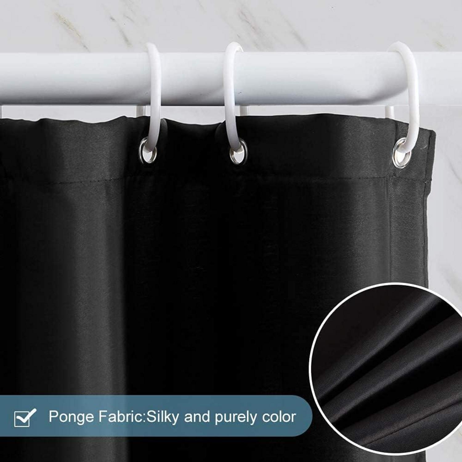 Schmaler Duschvorhang Eck Dusche Badewanne Textil Polyester Schwarz