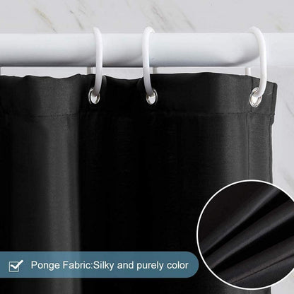 Schmaler Duschvorhang Eck Dusche Badewanne Textil Polyester Schwarz