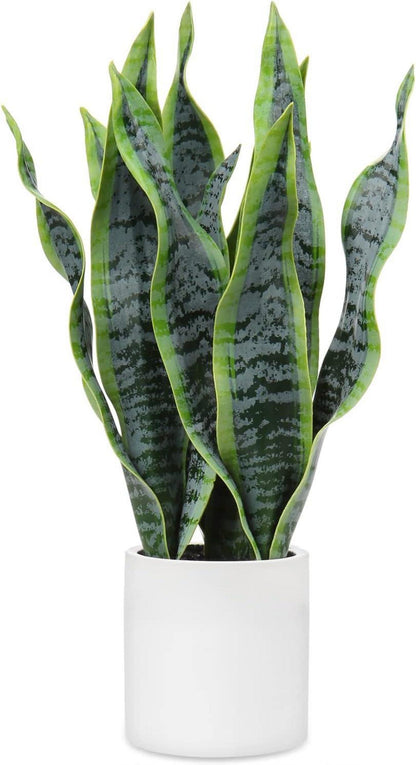 Künstliche Sansevieria Dekopflanze Weiß Keramiktopf 40.6cm