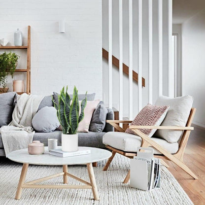 Künstliche Sansevieria Zimmerpflanze Weiß Keramiktopf 40.6cm modernes Design