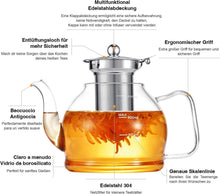Teekanne Borosilikatglas 1000ML mit Siebeinsatz