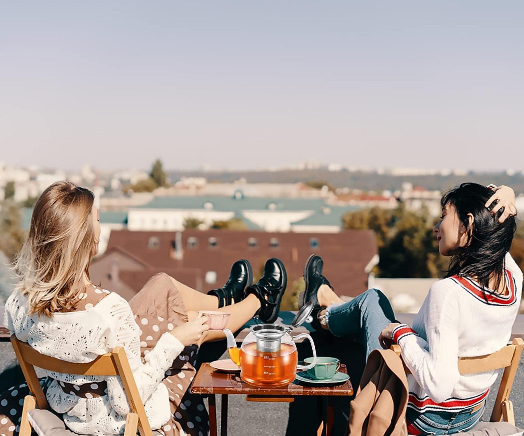 Teekanne Glas 1000ML mit Siebeinsatz Borosilikatglas Teeservice
