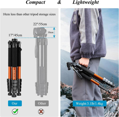 Aluminium Kamera Stativ mit 3-Wege-Schwenk & Telefonhalter