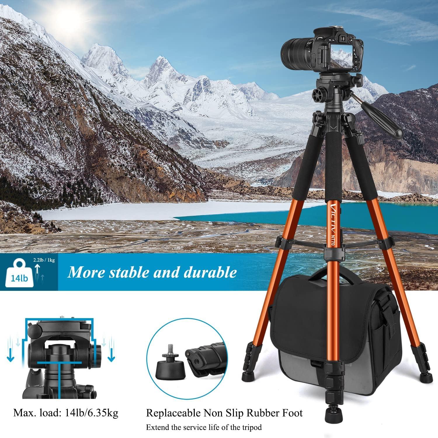 Aluminium Kamera Stativ 182cm - Leichtes Reisestativ für DSLR, 3-Wege-Schwenk