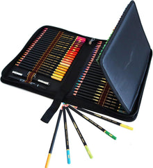 72 Buntstifte Set mit Case Premium Black Zipper - Ideal für
