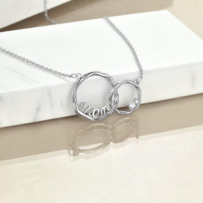925 Sterling Silber Doppelkreis Halskette Muttertag Geschenk